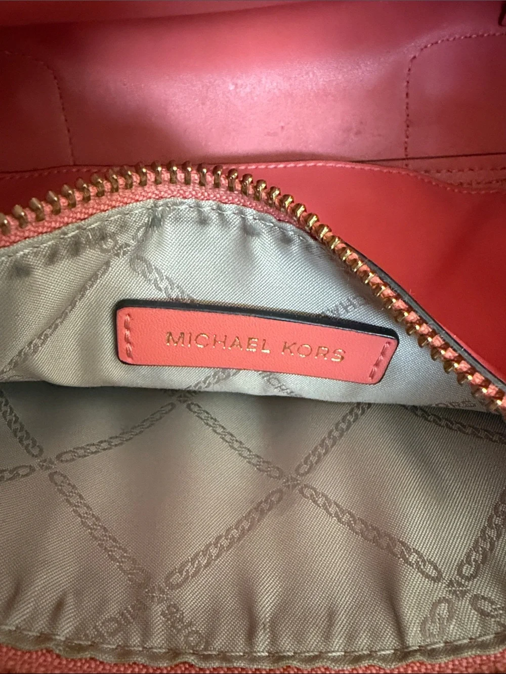 Michael Kors Coral Pebbled Leather Small Satchel Crossbody
